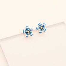 Load image into Gallery viewer, Flower Stud Earrings - Iris Blue