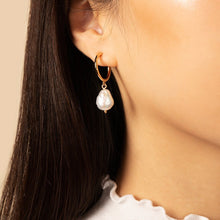 Load image into Gallery viewer, Small Pearl Hoop Earrings - Nuria
